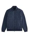 Fay Quilted Front Panel Smooth Fabric Jacket In Blue