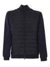 Fay Quilted Front Zip-up Sweatshirt In Blue