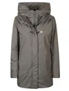 Fay Quilted Grey Coat With Tapered Waist In Gray