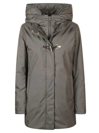 FAY QUILTED GREY COAT WITH TAPERED WAIST