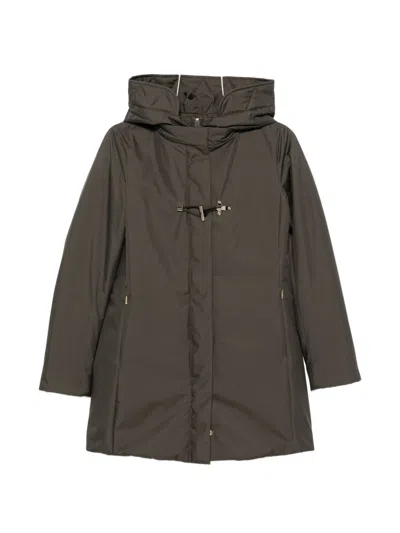 Fay Quilted Hood Coat In Charcoal