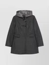 Fay Quilted Hooded Coat Flap Pockets In Gray