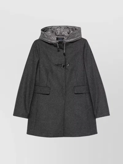 FAY QUILTED HOODED COAT FLAP POCKETS