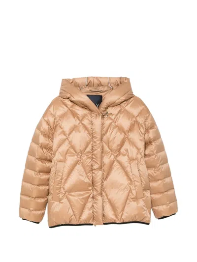 Fay Quilted Hooded Jacket In Brown