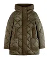 Fay Quilted Hooded Parka Jacket In Green