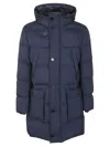 Fay Quilted Hooded Puffer Jacket With Front Button Closure In Multi