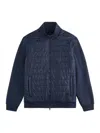 Fay Quilted Front Panel Smooth Fabric Jacket In Blue
