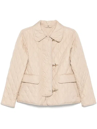 Fay Padded Quilted Parka Collar In Neutral