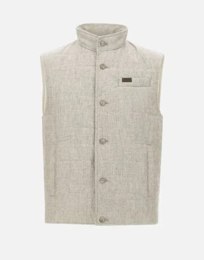 Fay Quilted Linen Canvas Gilet