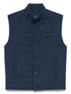 Fay Quilted Linen Gilet In Blue
