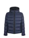 Fay Double-front Down Jacket In Calendered Poplin In Blue