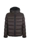 Fay Calandered Poplin Double Front Down Jacket In Brown