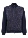 Fay Quilted Front Panel Smooth Fabric Jacket In Blue