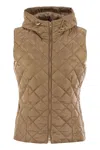 Fay Quilted Nylon Waistcoat In Brown