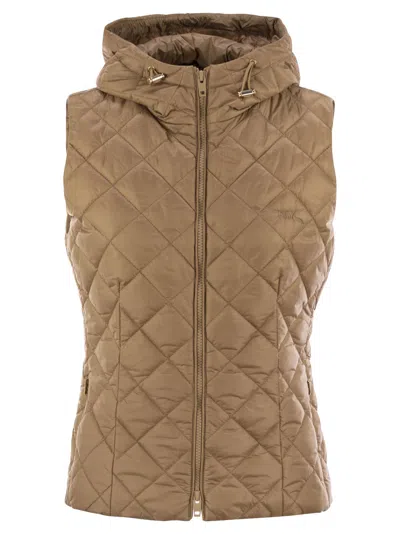 Fay Quilted Nylon Waistcoat In Brown