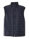 Fay Quilted Padded Vest With High Collar In Blue