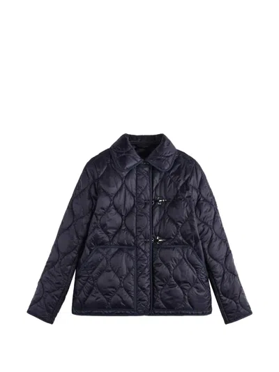 Fay Quilted Jacket Long Sleeves Collared Neck Pockets In Blue
