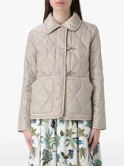 Fay Quilted Jacket Contrast Piping Long Sleeves Pockets In Multi