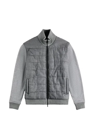 Fay Quilted Ribbed-trim Jacket In Gray