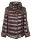 Fay Quilted Rosewood Nylon Down Jacket With Funnel Neck And Iconic Hook In Brown