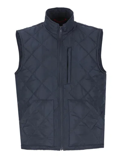 Fay Quilted Vest With Pockets In Blue