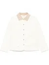 Fay Quilted White Shirt With Corduroy Collar In White