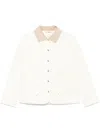 Fay Quilted White Shirt With Corduroy Collar