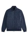 Fay Quilted Front Panel Smooth Fabric Jacket In Blue