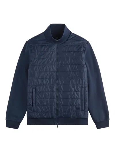 Fay Quilted Zip-up Bomber Jacket In Blue