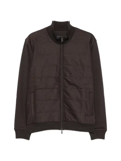 Fay Quilted Zip-up Jacket In Brown
