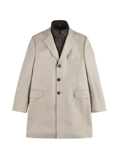 Fay Quilted-gilet Layer Single-breasted Coat In Neutrals