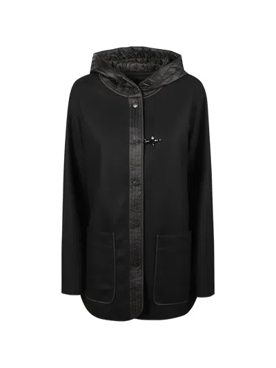 Fay Quilted-hood Toggle-fastening Coat In Black