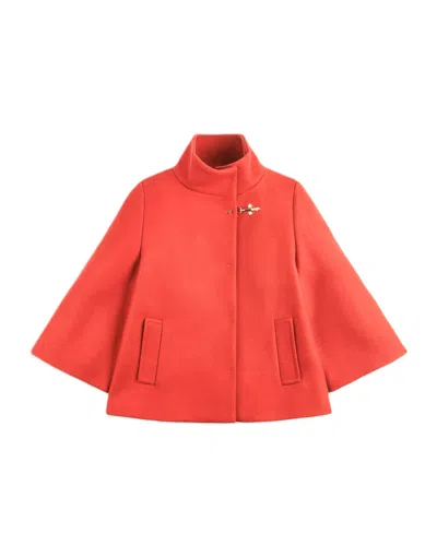 Fay Red Decorative Clasp Flowing Sleeve Cape In Pink