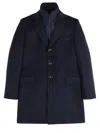 Fay Three-button Detachable-collar Coat In Blue