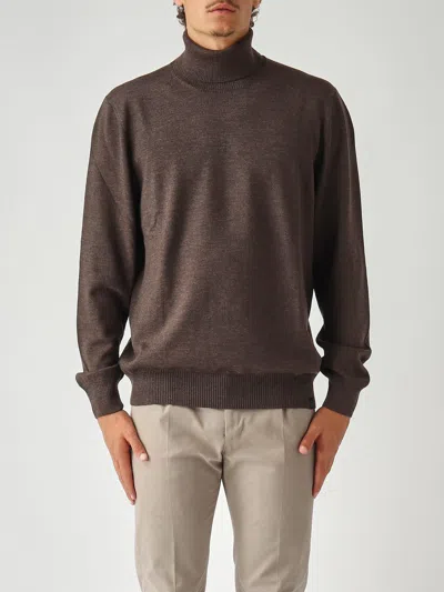 Fay Regular-fit. Fin. 12 Maglia Collo Alto In Lana Rasata. Sweater In Brown