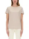 Fay Beige Solid Round Neck T-shirt