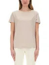 Fay Beige Solid Round Neck T-shirt In Multi