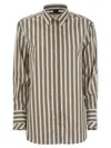Fay Regular Striped Stretch Cotton Shirt In Brown