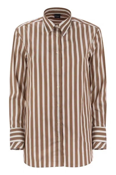 FAY FAY REGULAR STRIPED STRETCH COTTON SHIRT