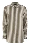 Fay Regular Striped Stretch Cotton Shirt In Brown