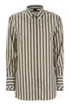 Fay Regular Striped Stretch Cotton Shirt In Brown