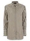 Fay Regular Striped Stretch Cotton Shirt In Brown