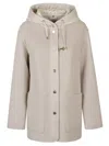 Fay Relaxed Fit Beige Coat With Quilted Hood In Brown