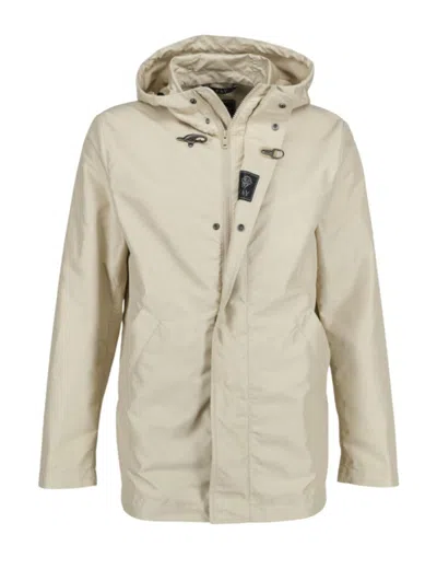 Fay Relaxed Fit Light Beige Hooded Jacket In Neutral