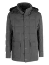 Fay Removable Hood Canvas Jacket In Gray