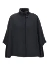 Fay Hook-fastening Wool Cape In Black