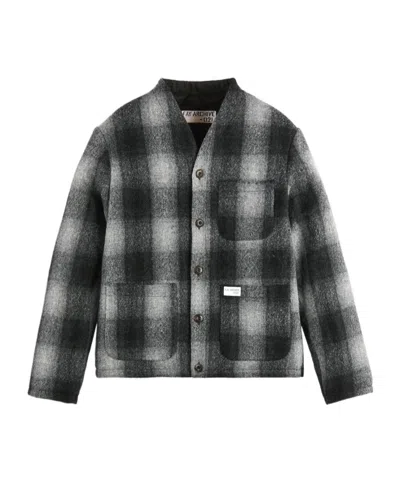Fay Reversible Padded Jacket In Wool In Gray