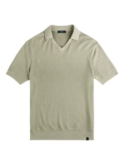 Fay Ribbed Collar V-neck T-shirt In Green