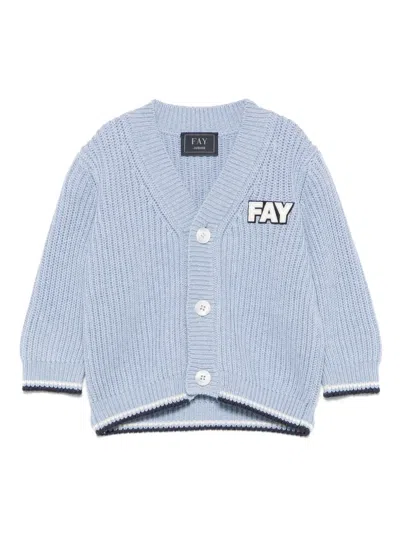 Fay Babies' Ribbed-knit Cardigan In Blue