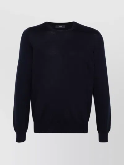 FAY RIBBED KNIT CREWNECK SWEATER WITH STRAIGHT HEM